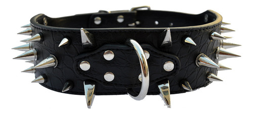 Collar Para Perro Con Picos-de Metal Cuero Con Cocodr Estilo