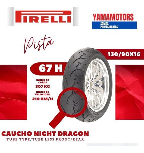 Caucho Moto Pirelli 130/90-16 Tl/tt Night Dragon Front/rear