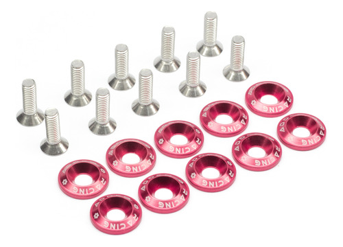 Arandelas Anodizadas Rosa Y Tornillos X10 M6 Moto Auto