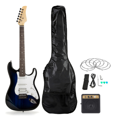Guitarra Eléctrica Femmto Stratocaster Con Amplificador Color Negro/Azul Material del diapasón MDF Orientación de la mano Diestro