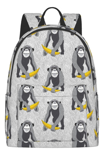 Mochila 16  Vintage Banana Monkey Laptop Impresion Completa