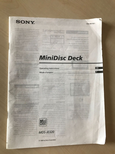Manual Original Minidisc Deck Mds Je320-je510-je330 Sony