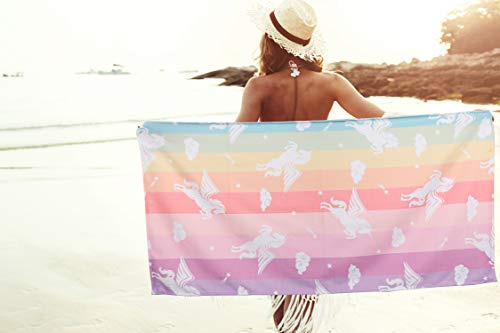 Toalla De Playa Unicornio Tamaño Grande Microfibra Rosa