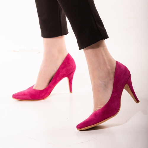 Stileto Cuero Vacuno Mujer Zapatos Sandalias Taco Fino Rosa