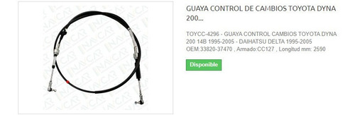 Guaya Control Cambios Toyota Dyna 14b