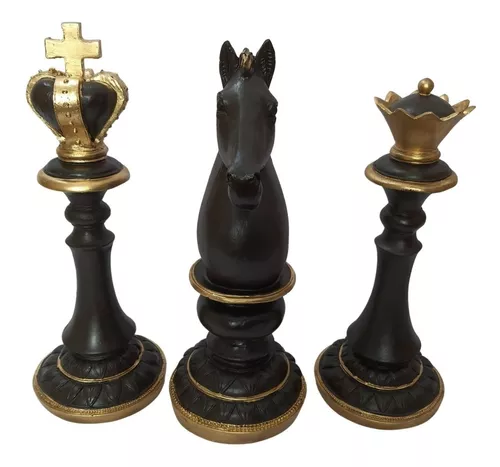 Rei, Rainha E Cavalo - Peça De Xadrez - Decoração