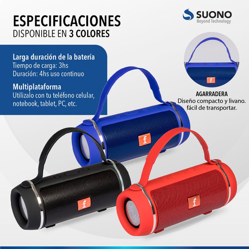 Imagen 6 de 10 de Parlante Portatil Bluetooth Radio Fm Potente Inalambrico Recargable Potenciado Excelente Regalo