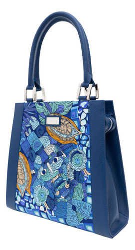Bolsa Yaab Pineda Covalin Diseño Máscara De Jade Color Azul