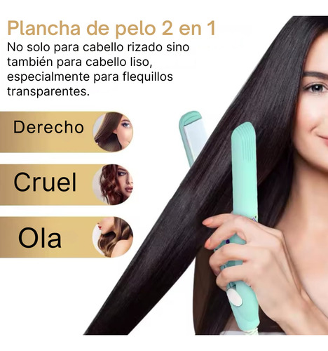 Mini Plancha De Pelo Viaje Para Flequillo Alisadora Portátil Celeste
