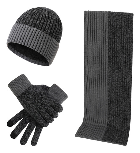 Conjunto Gorro Bufanda Guantes Pantalla Táctil Casual