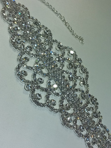 Imagen 2 de 4 de Pulsera Strass Bisutería Fiesta Hermosa