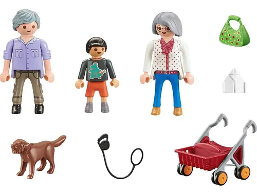 Set Abuelos Con Niño Playmobil 70990 Y Accesorios