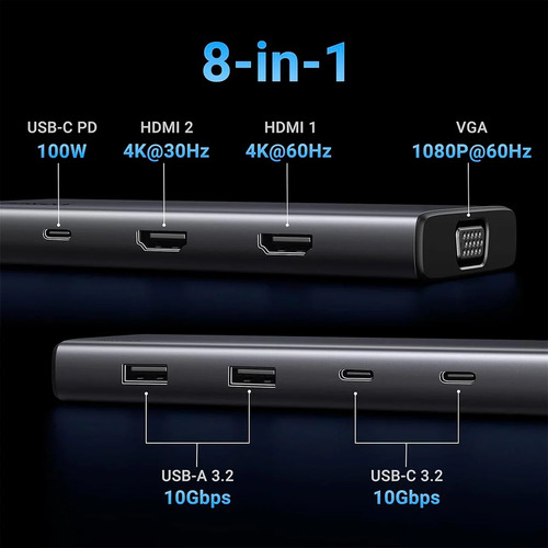 Hub Usb-c Ugreen Revodok 8 En 1