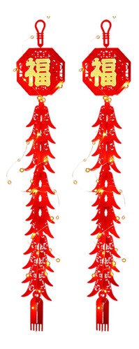 2 Piezas Led Año Nuevo Chino Colgante De Chile Personajes