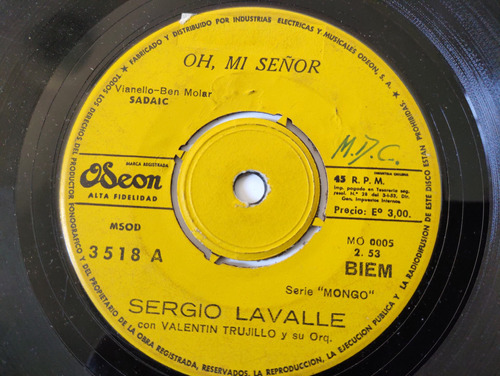 Vinilo Single De Sergio Lavalle -- Desnivel( B88