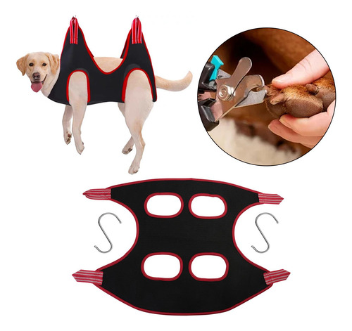 Arnés Colgante Multifuncional Para Perros Con Negro Rojo M