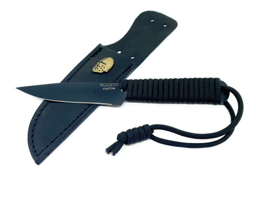 Faca Fr1 Tática Toda Preta Bushcraft Edc Rodeio Com Bainha