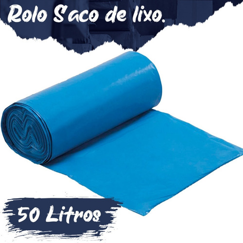 Saco De Lixo Residencial 50 Litros Rolo Azul