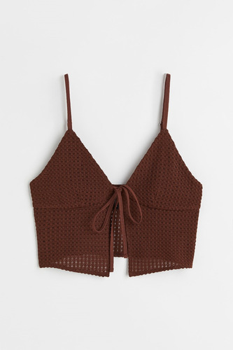 Top Con Efecto Crochet Y Nudo Decorativo H & M Talla S