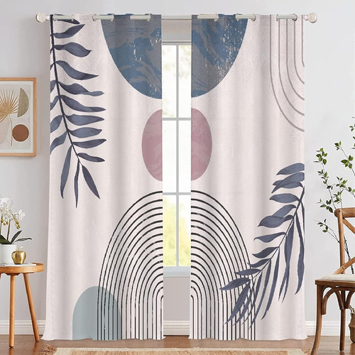 Zyllglow 2 Panel Mid Century Modern Curtain Set Thick Cotton