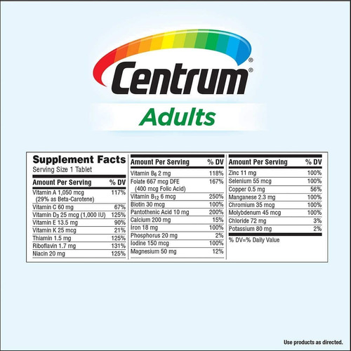 Imagen 2 de 3 de Centrum Multivitamínico Vitaminas 60 Capsulas Para Adultos