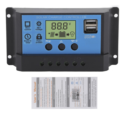 Regulador De Panel Solar 12v 24v Controlador De Descarga Pwm