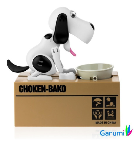 Imagen 2 de 10 de Alcancia Perrito Perro Come Monedas Negro Con Blanco H8001