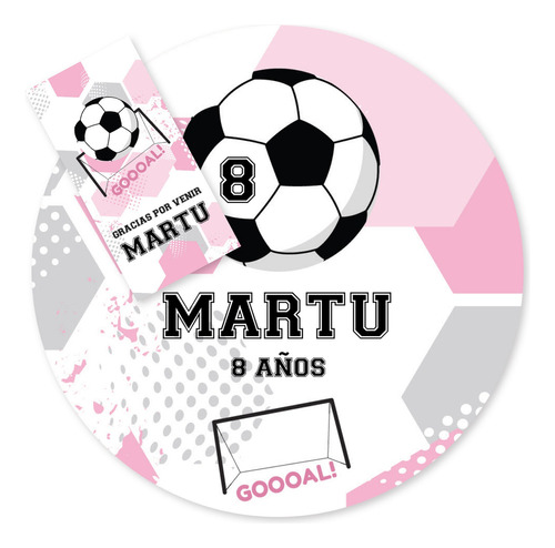 Kit Imprimible Futbol Pelota Rosa Candy Bar Tukit