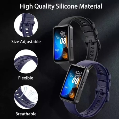 8 Piezas Correa De Extensible Silicon Para Huawei Band 8/9 Negro