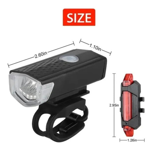 Imagen 5 de 9 de Combo Luz Led Bicicleta Delantera Y Trasera Recargables Usb