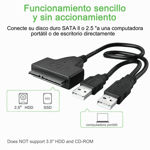 Imagen 2 de 10 de Cable Adaptador Sata A Usb 2.0 Para Disco Duro 2.5 Hdd