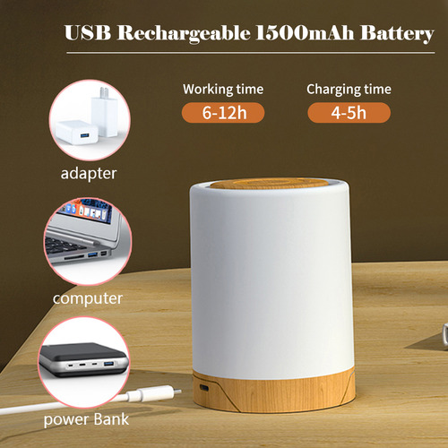 Lámpara De Mesita De Noche Con Sensor, Luces Nocturnas Blanc