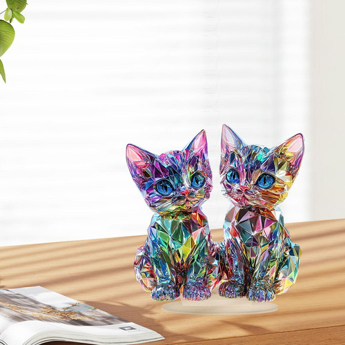 Acrílico 2d Flat Kitten Ornament Decorativo Con Decoración