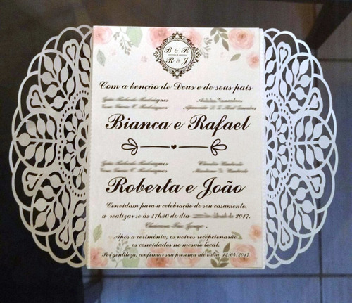 Imagem 2 de 2 de Convite Bodas Corta Laser - Papel Especial - 25 Convites