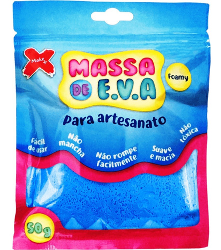 Massa De Eva Para Modelar Make+ Pacote 50g Cor Azul-claro