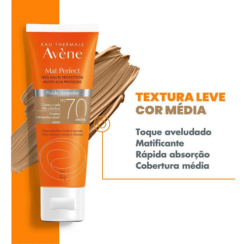 Protector Solar Avene Mat Perfect Aclarante Media Fps70 40g