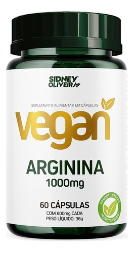 Arginina 1000mg Vegano 60 Cáps Sidney Oliveira Fortificante Sabor Neutro