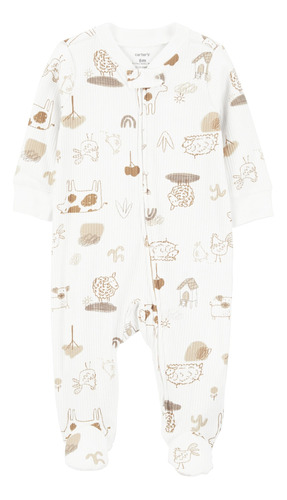 Pijama 1 Pieza De Algodón Con Pie Diseño Animales Carters 