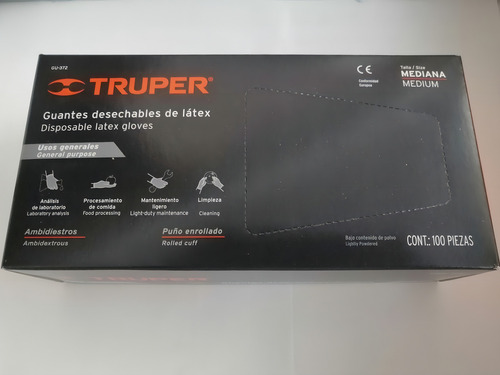 Caja Guantes Desechables Látex Mediano 100 Pzas Ambidiestro