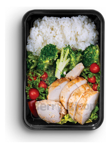 144 Contenedores Para Alimento Reutilizable Rectangular 24oz Color Negro Diseño Rectangular con Tapa Transparente Para Microondas, Congelador y Lavavajillas Fáciles de Limpiar, Apilables y Ecológicos