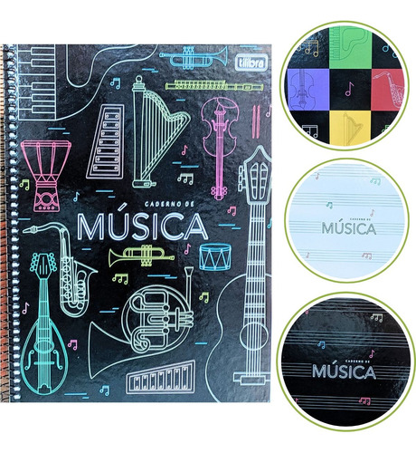 Caderno De Música Partitura Universitário 80 Folhas Tilibra