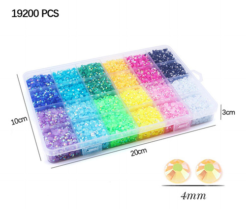 19200 Piezas De Cristales De Uñas Ab, Diamantes De 4 Mm