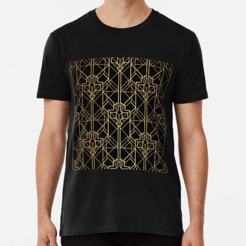 Remera Patrón De Cuadros Geométricos Art Decó Negro Y Dorado