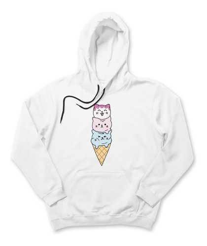 Sudadera Hoodie Gatos Colores Estampado Cono Helado Unisex