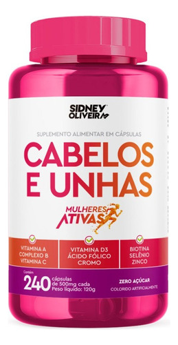 Cabelos E Unhas Mulheres Ativas Sidney Oliveira 240 Capsulas Sem sabor 120 g