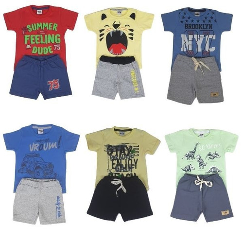 Kit 4 Conjunto Masculino Menino Roupa Infantil Short Moletom
