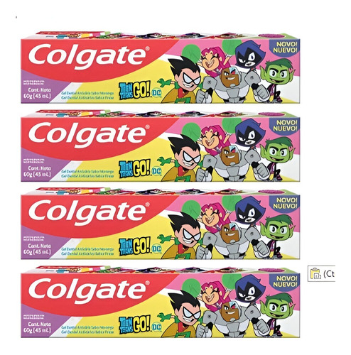 Pack X4 Pasta Dental Colgate Kids Teen Titans Go 60g