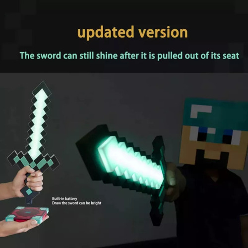 Kkl Juguete De Espada Y Púa De Minecraft Para Niños Luminous