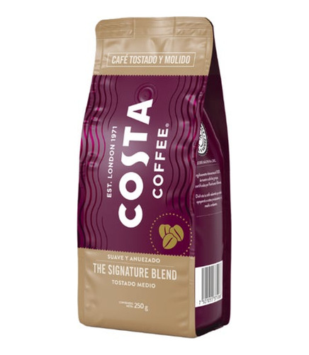 Café Tostado Y Molido Costa Coffee 2 Bolsas De 250 Gr. C/u.