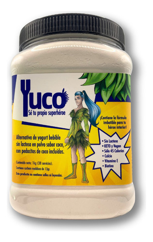 Yuco Bebida Keto- Sin Lactosa- Sin Azúcar- Sabor Coco- 1kg